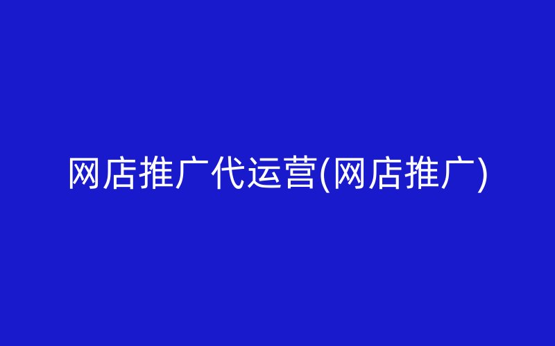 網(wǎng)店推廣代運(yùn)營(網(wǎng)店推廣)