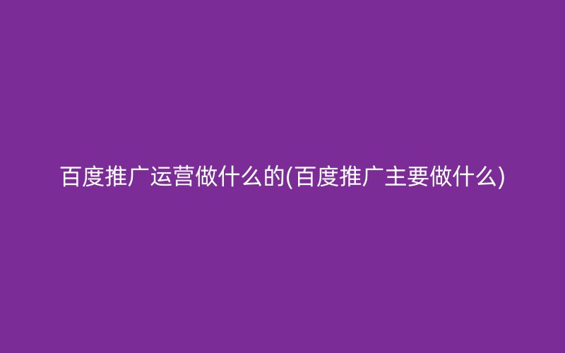 百度推廣運營做什么的(百度推廣主要做什么)