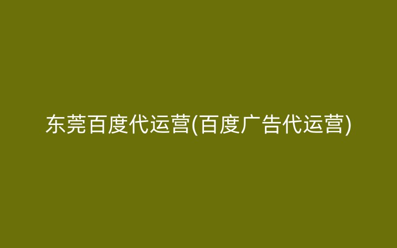 東莞百度代運營(百度廣告代運營)