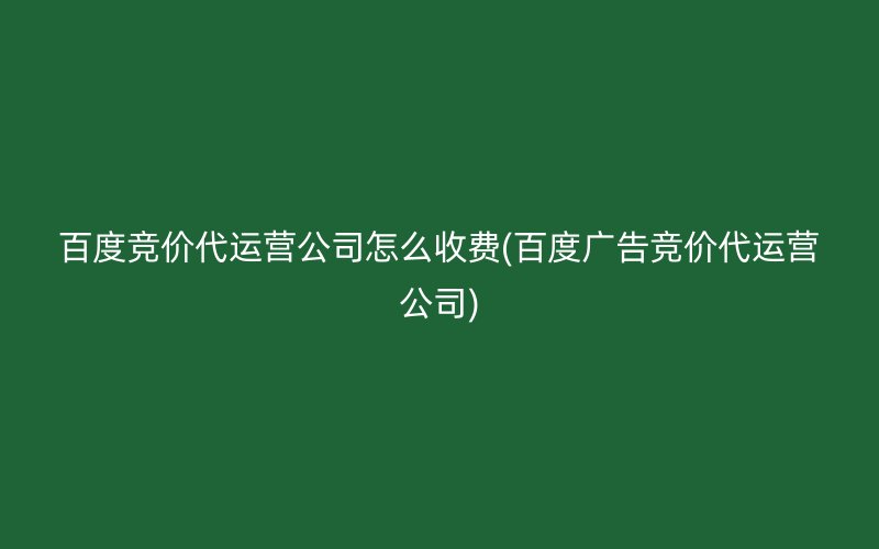 百度競(jìng)價(jià)代運(yùn)營(yíng)公司怎么收費(fèi)(百度廣告競(jìng)價(jià)代運(yùn)營(yíng)公司)