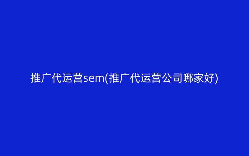 推廣代運營sem(推廣代運營公司哪家好)