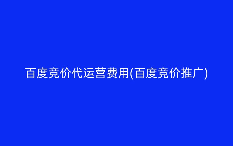 百度競(jìng)價(jià)代運(yùn)營(yíng)費(fèi)用(百度競(jìng)價(jià)推廣)