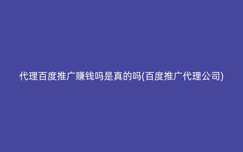 代理百度推廣賺錢嗎是真的嗎(百度推廣代理公司)
