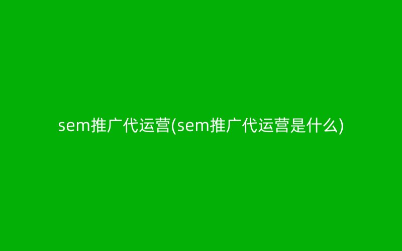 sem推廣代運營(sem推廣代運營是什么)