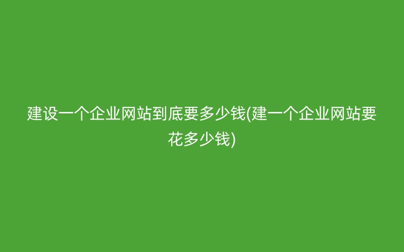 建設(shè)一個(gè)企業(yè)網(wǎng)站到底要多少錢(建一個(gè)企業(yè)網(wǎng)站要花多少錢)