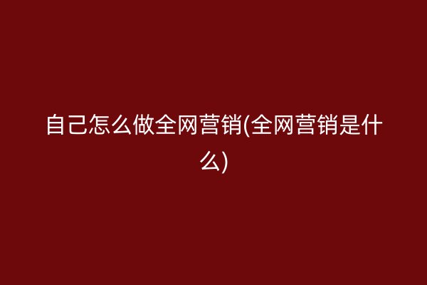 自己怎么做全網(wǎng)營銷(全網(wǎng)營銷是什么)