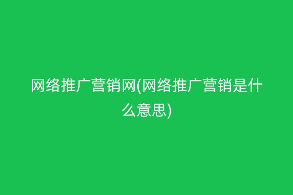 網(wǎng)絡推廣營銷網(wǎng)(網(wǎng)絡推廣營銷是什么意思)