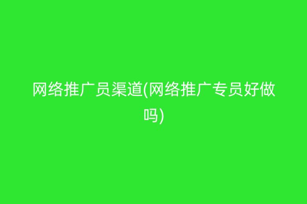 網(wǎng)絡(luò)推廣員渠道(網(wǎng)絡(luò)推廣專員好做嗎)