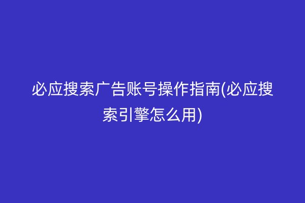必應(yīng)搜索廣告賬號(hào)操作指南(必應(yīng)搜索引擎怎么用)