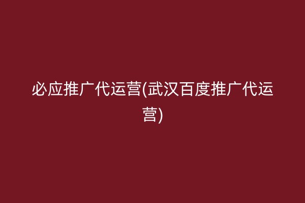 必應推廣代運營(武漢百度推廣代運營)
