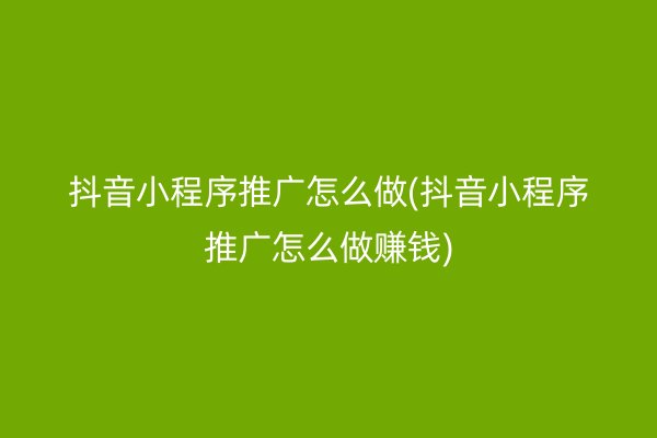 抖音小程序推廣怎么做(抖音小程序推廣怎么做賺錢)