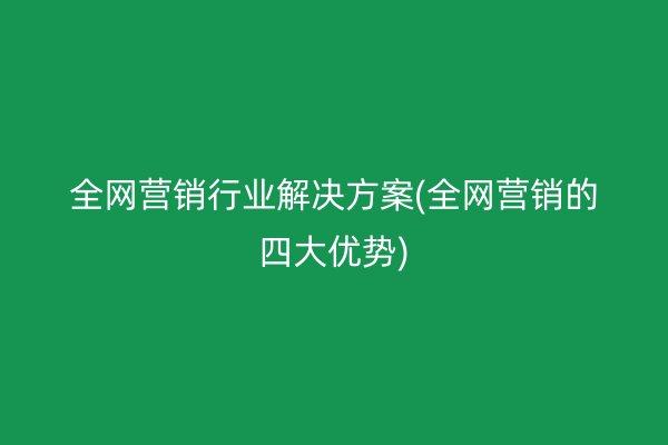 全網(wǎng)營(yíng)銷行業(yè)解決方案(全網(wǎng)營(yíng)銷的四大優(yōu)勢(shì))