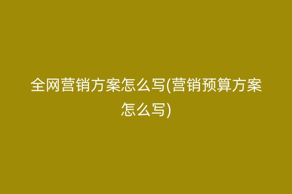 全網(wǎng)營(yíng)銷(xiāo)方案怎么寫(xiě)(營(yíng)銷(xiāo)預(yù)算方案怎么寫(xiě))
