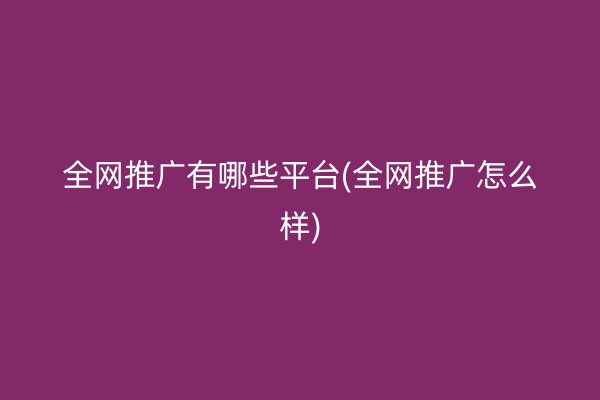 全網(wǎng)推廣有哪些平臺(全網(wǎng)推廣怎么樣)