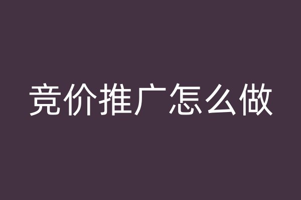 競價推廣怎么做