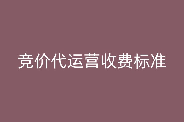 競價代運營收費標(biāo)準(zhǔn)