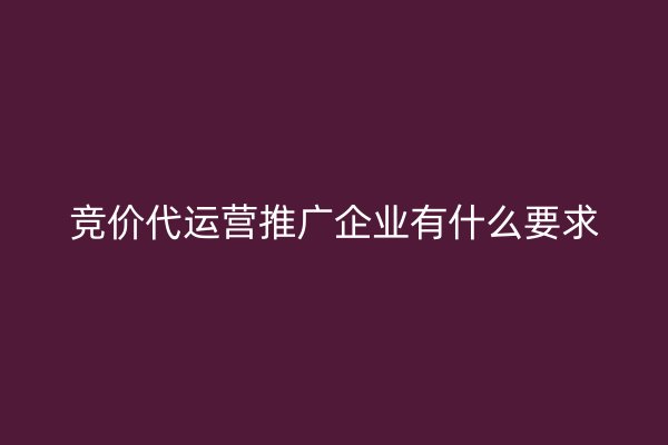 競價代運營推廣企業(yè)有什么要求