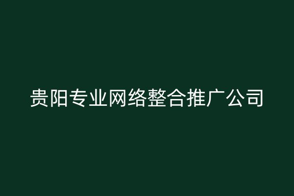貴陽專業(yè)網(wǎng)絡(luò)整合推廣公司