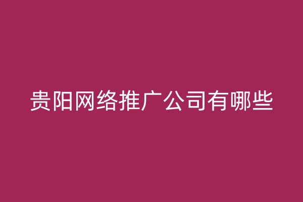 貴陽網(wǎng)絡(luò)推廣公司有哪些