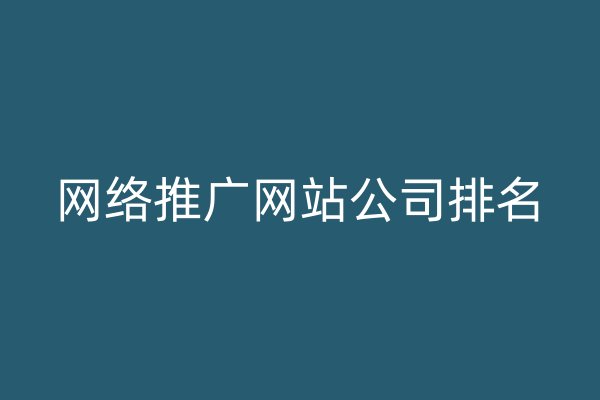 網(wǎng)絡推廣網(wǎng)站公司排名