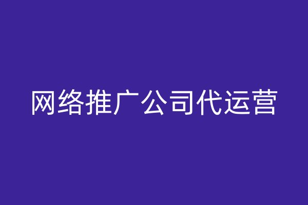 網(wǎng)絡推廣公司代運營