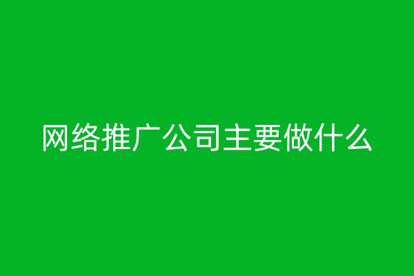 網(wǎng)絡推廣公司主要做什么