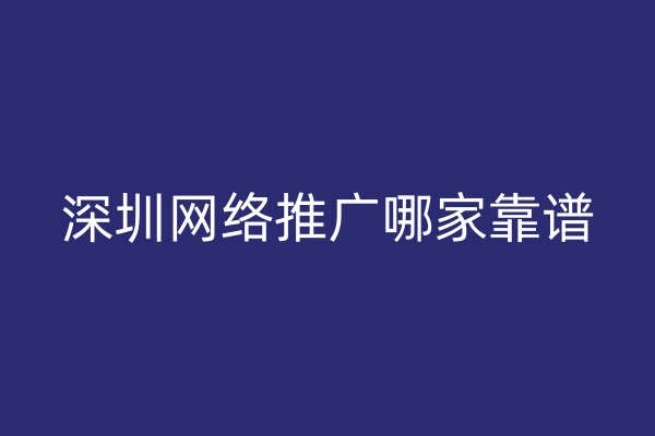 深圳網(wǎng)絡(luò)推廣哪家靠譜