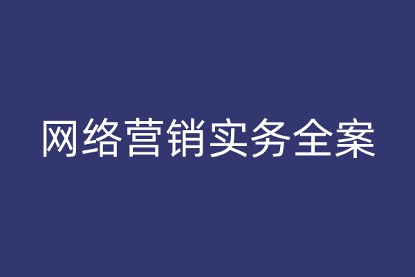 網(wǎng)絡營銷實務全案