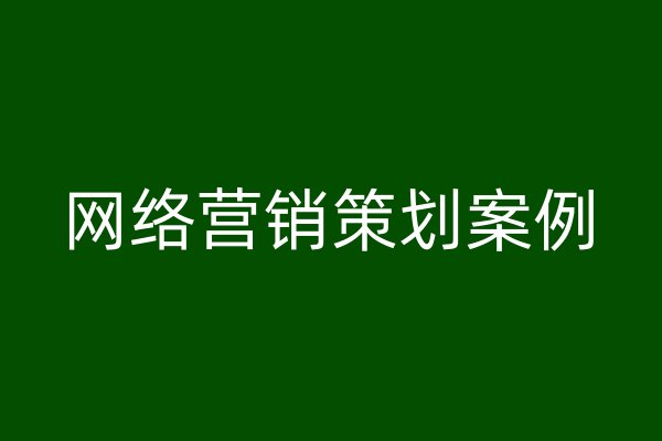 網(wǎng)絡(luò)營銷策劃案例