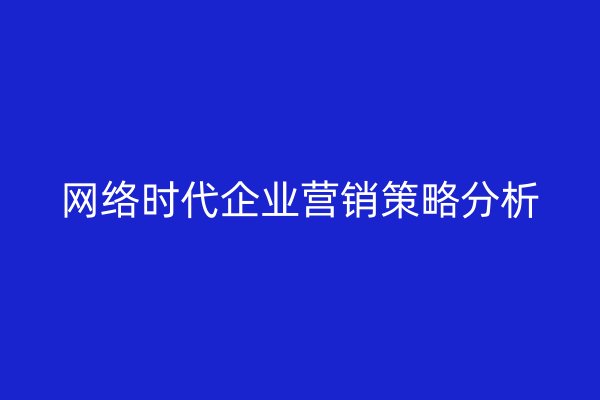 網(wǎng)絡(luò)時(shí)代企業(yè)營銷策略分析