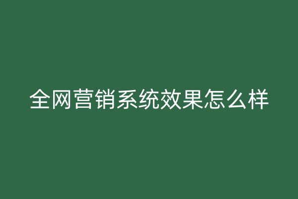全網(wǎng)營銷系統(tǒng)效果怎么樣