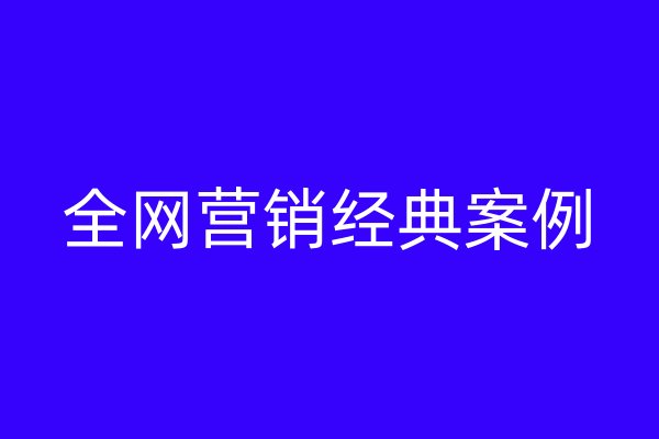 全網(wǎng)營銷經(jīng)典案例
