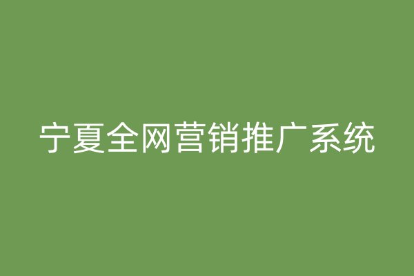 寧夏全網(wǎng)營(yíng)銷推廣系統(tǒng)