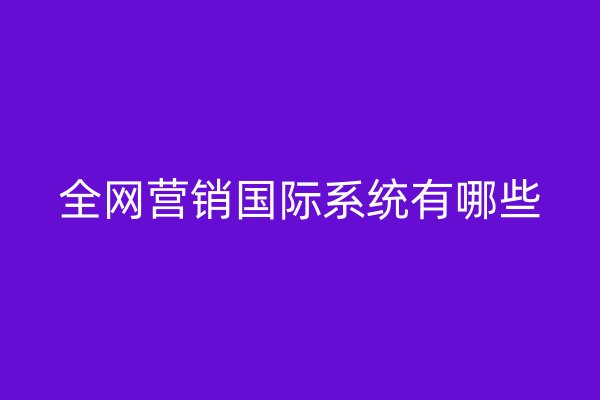 全網(wǎng)營銷國際系統(tǒng)有哪些