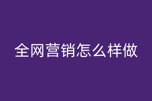 全網(wǎng)營銷怎么樣做