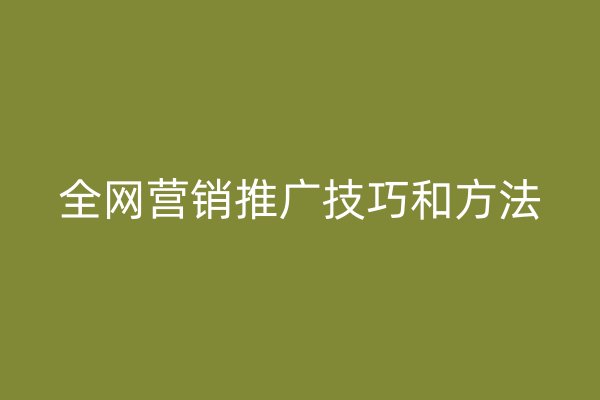 全網(wǎng)營銷推廣技巧和方法