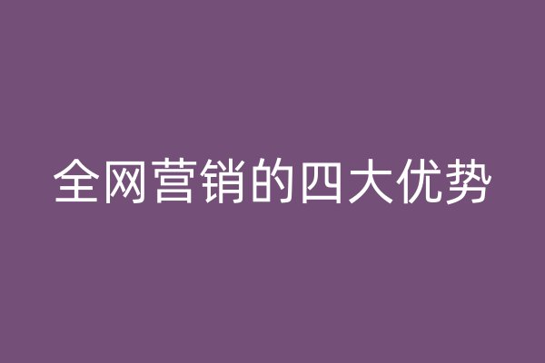 全網(wǎng)營銷的四大優(yōu)勢