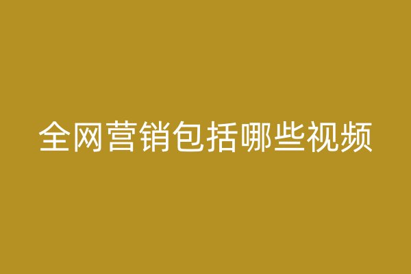 全網(wǎng)營銷包括哪些視頻