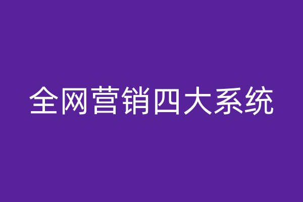 全網營銷四大系統(tǒng)