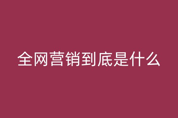 全網(wǎng)營銷到底是什么