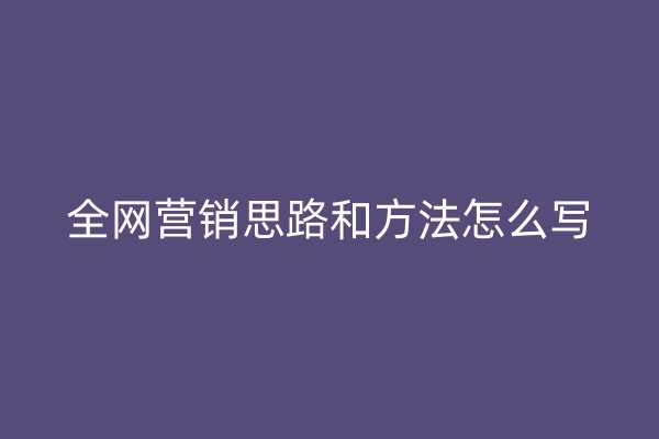 全網(wǎng)營銷思路和方法怎么寫