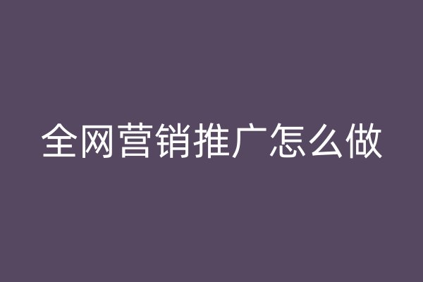 全網(wǎng)營銷推廣怎么做