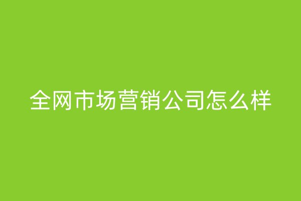 全網(wǎng)市場營銷公司怎么樣