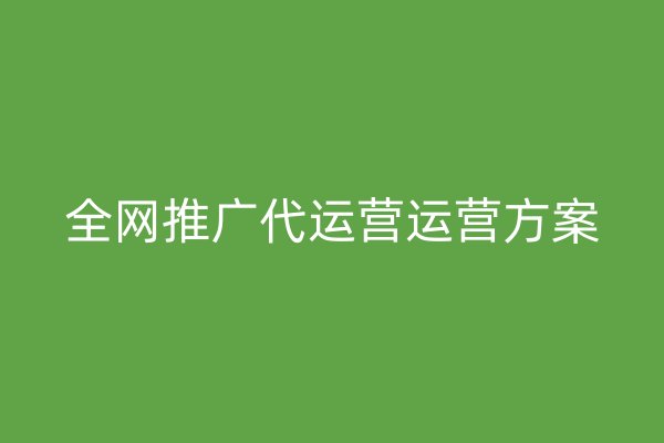全網(wǎng)推廣代運營運營方案