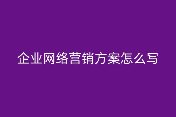 企業(yè)網(wǎng)絡(luò)營銷方案怎么寫