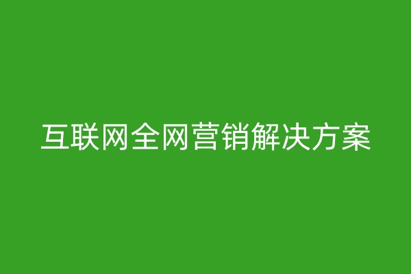 互聯(lián)網(wǎng)全網(wǎng)營(yíng)銷解決方案