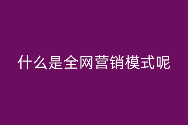 什么是全網(wǎng)營銷模式呢