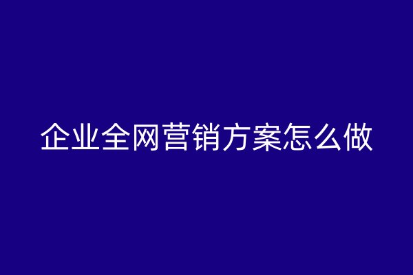 企業(yè)全網(wǎng)營(yíng)銷(xiāo)方案怎么做