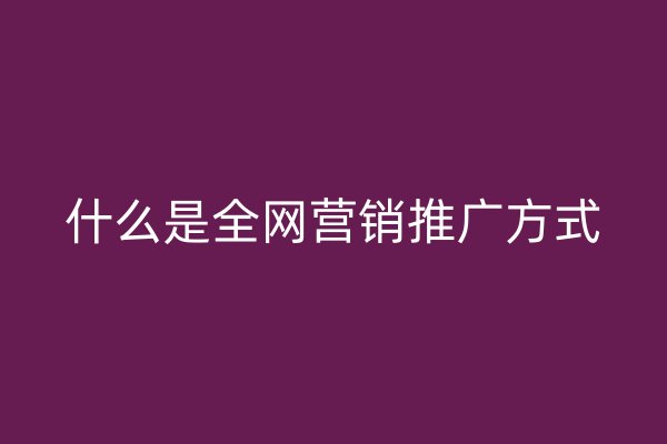什么是全網(wǎng)營銷推廣方式