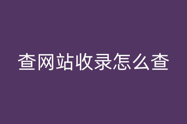 查網(wǎng)站收錄怎么查